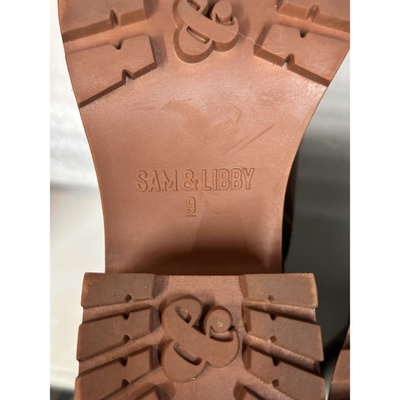 Sam And Libby Chiara Heeled Ampersand Booties Faux Leather Size 9 Platform - Picture 7 of 8